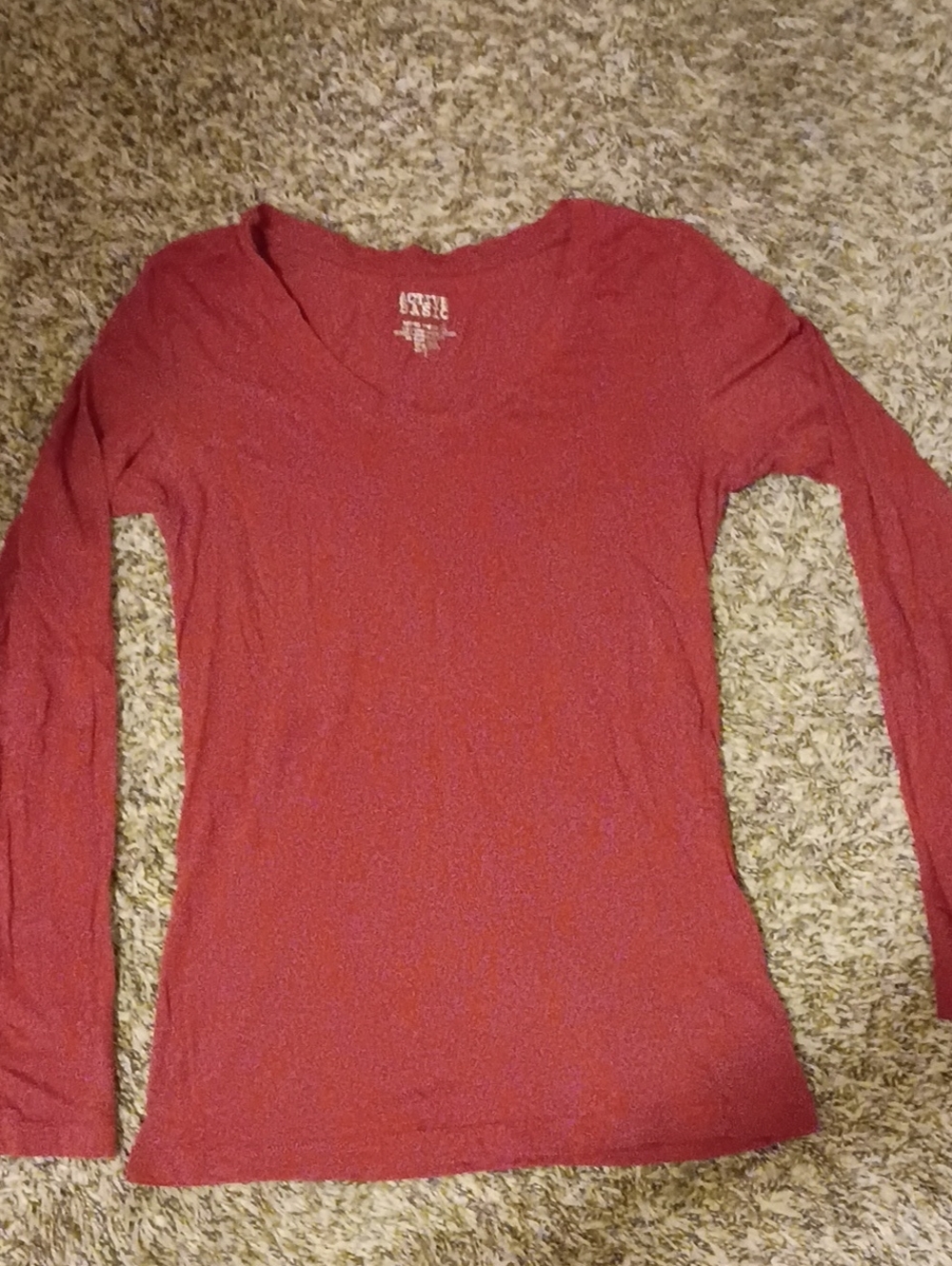Active Basic Women's Long Sleeve Scoop Neck Top - Burnt Orange Size Medium